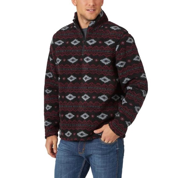 Wrangler Mens Aztec Sherapa Pullover Jacket - Picture 1 of 5